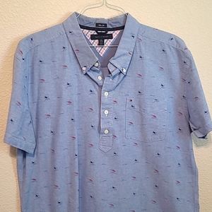 Blue Short Sleeve Dress Shirt XXL